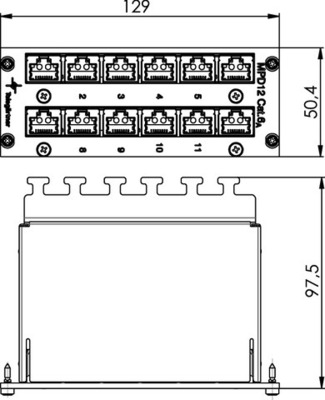 Telegärtner Mini-Verteiler Cat.6A 3HE MPD12-HS K 10TE 100007000