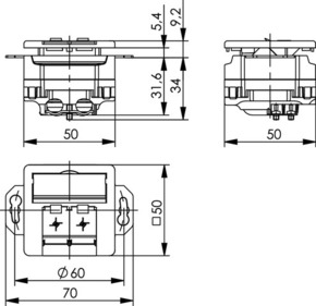 Telegärtner AMJ45/B8/8 Up/50Cat.6A apws m.2Loch Trageri 100022957
