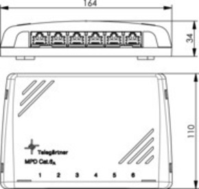 Telegärtner Mini-Verteiler ungeschirmt MPD6-H K Cat.6 100006990