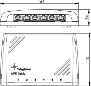 Telegärtner Mini-Verteiler ungeschirmt MPD6-H K Cat.6 100006990