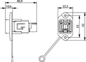 Telegärtner STX V14 RJ45 Norm-Flansch RJ45Kupplung Cat.6 M 100007422