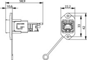 Telegärtner STX V14 RJ45 Norm-Flansch RJ45Modul A Cat.6A M 100007423