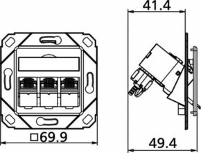 Metz Connect Anschlussdose C6Amodul Upk 3Port 270 Upk,rws 130B12D31102-E