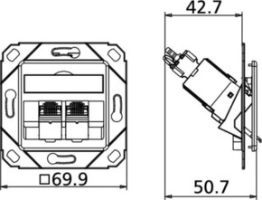 Metz Connect Anschlussdose C6Amodul Upk 2Port 180 Upk,rws TN C6Amod-2UPk-180rw
