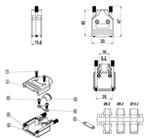 EFB-Elektronik D-Sub Vollmetallhaube E-MHDM 09-K 29470.1