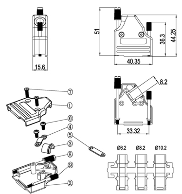 EFB-Elektronik D-Sub Vollmetallhaube E-MHDM35 15-K 29561.1