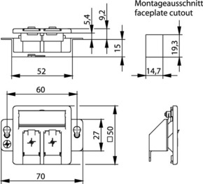 Telegärtner Modul-Aufnahme 2-fach ch UP/50 aws leer f.BR 100021416