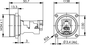 Telegärtner TOC Flanschset IP68 Cat.6A AMJ-S Modul T568B 100007379