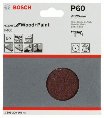 Bosch Power Tools Schleifblattset F460 125mm,60,VE5 1609200161