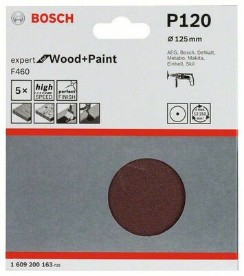 Bosch Power Tools Schleifblattset F460 125mm,120,VE5 1609200163