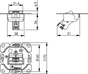 Telegärtner Modulaufnahme AMJ-S 1-fach ch UP/0flex Cat6A T568A 100022968