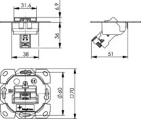 Telegärtner Modulaufnahme AMJ-S 1-fach ch UP/0flex Cat6A T568B 100022969