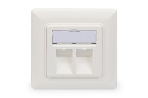 DIGITUS Zentralplatte 2-fach 80x80, RAL9010, RJ45 DN-93801-1