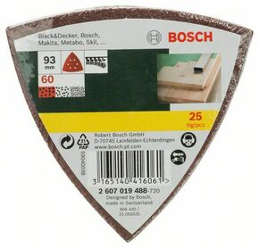 Bosch Power Tools Schleifblatt-Set 93mm,60,VE25 2607019488