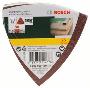 Bosch Power Tools Schleifblatt-Set 93mm,80,VE25 2607019489