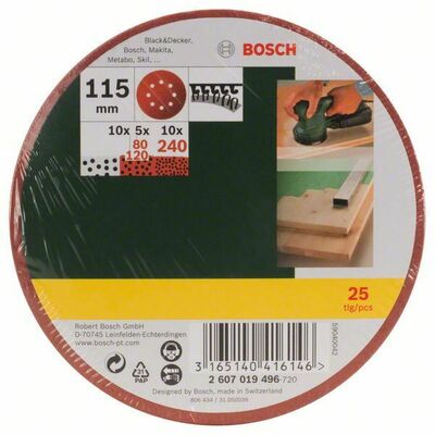 Bosch Power Tools Schleifblatt-Set 115mm,80-240,VE25 2607019496