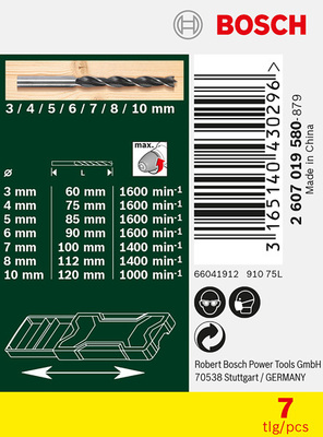 Bosch Power Tools Mini-X-Line-Holzbohrer-Set 7-teilig 2607019580
