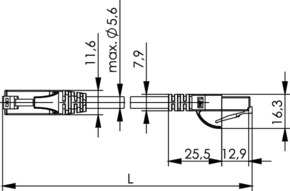 Telegärtner Patchkabel U/UTP C.6 2,0m gn, MP8 250,LSZH,1:1 100008318