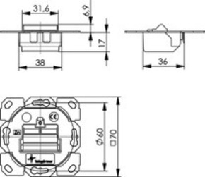 Telegärtner Modul-Aufn. 1-/2-fach UP/0 BR f.Schalterprogr. 100021426