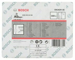 Bosch Power Tools D-Kopf Streifennagel SN34DK 80, 3,1mm 2608200003