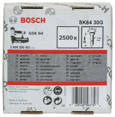 Bosch Power Tools Senkkopf-Stift SK64 30G, 1,6mm 2608200501