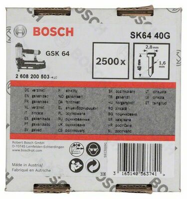 Bosch Power Tools Senkkopf-Stift SK64 40G, 1,6mm 2608200503