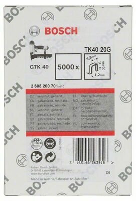 Bosch Power Tools Schmalrückenklammer TK40 20G 5,8 mm 1,2 mm 20 2608200701