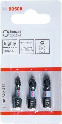 Bosch Power Tools PRO PZ Impact Bit Set, 25 mm, 3-tlg 2608522471