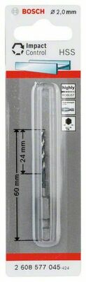 Bosch Power Tools Metallspiralbohrer HSS, 2,0mm 2608577045