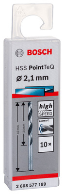 Bosch Power Tools Metallspiralbohrer HSS PointTeQ DIN 338 2,1 2608577189