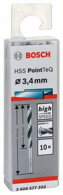 Bosch Power Tools Metallb.HSSPointTeq 3,4 mm, 10er-Pack 2608577202