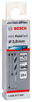 Bosch Power Tools Metallspiralbohrer HSS PointTeQ DIN 338 3,8 2608577206
