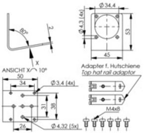 Telegärtner Montagewinkel TH35 Spurbreite 38mm/TH35 100022656
