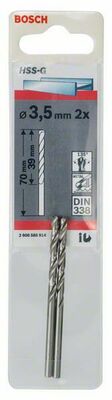 Bosch Power Tools Metallspiralb.HSS-G 3,5x39x70mm VE2 2608585914