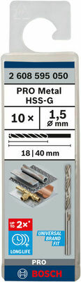Bosch Power Tools PRO Metal HSS-G Spiralbohrer 1,5 x 2608595050