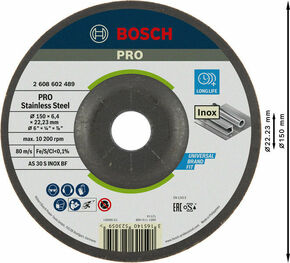 Bosch Power Tools Schruppscheibe 150X6 mm F.INOX 2608602489