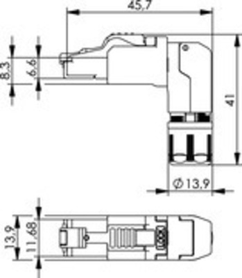 Telegärtner MFP8 T568B Cat.6 gewinkelt 100023064
