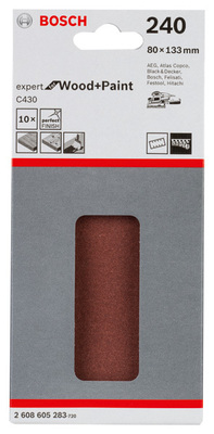 Bosch Power Tools Schleifblatt C430, 80 x 133 mm 240 8 Löcher 2608605283
