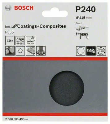 Bosch Power Tools Schleifblatt F355 115 mm, 220,VE10 2608605499