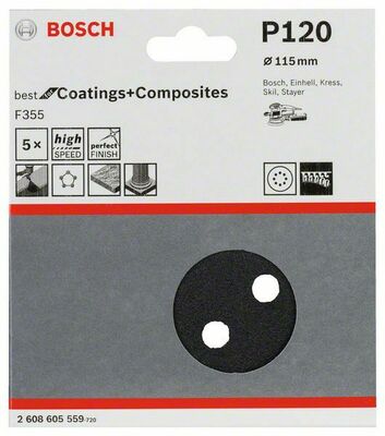 Bosch Power Tools Schleifblatt F355 115mm,120,VE5 2608605559