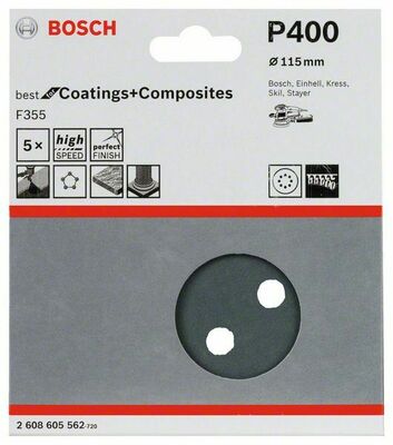 Bosch Power Tools Schleifblatt F355 115mm,400,VE5 2608605562