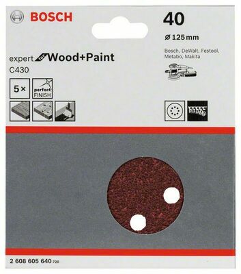 Bosch Power Tools Schleifblatt C430 125mm,40,VE5 2608605640