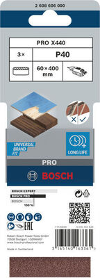 Bosch Power Tools PRO X440 Schleifband, 60 x 400 mm, G40, 3-tlg. 2608606000