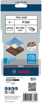 Bosch Power Tools PRO X440 Schleifband, 60 x 400 mm, 100, 3-tlg. 2608606003
