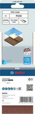 Bosch Power Tools PRO X440 Schleifband, 75 x 533 mm, 220, 3-tlg. 2608606074