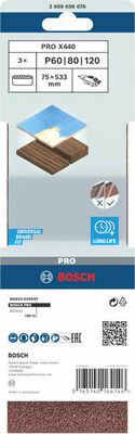 Bosch Power Tools PRO X440 Schleifband, 75 x 533 mm G60 G80 G100 2608606078