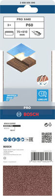 Bosch Power Tools PRO X440 Schleifband, 75 x 610 mm, G60, 3-tlg. 2608606090