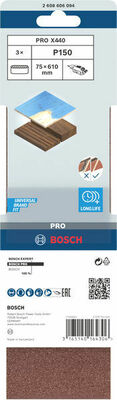 Bosch Power Tools PRO X440 Schleifband, 75 x 610 mm, G150, 3-tlg. 2608606094