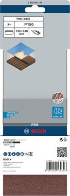Bosch Power Tools PRO X440 Schleifband, 100 x 610 mm 150 3-tlg. 2608606133