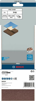 Bosch Power Tools PRO X440 Schleifband, 100 x 620 mm G40 3-tlg. 2608606141